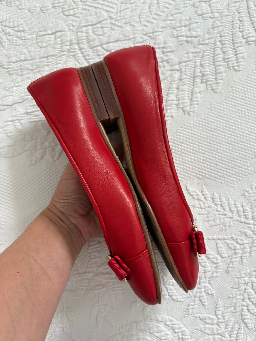 Sam Edelman Red Leather Bow Ballet Flats Classic career 8.5 - Picture 5 of 12